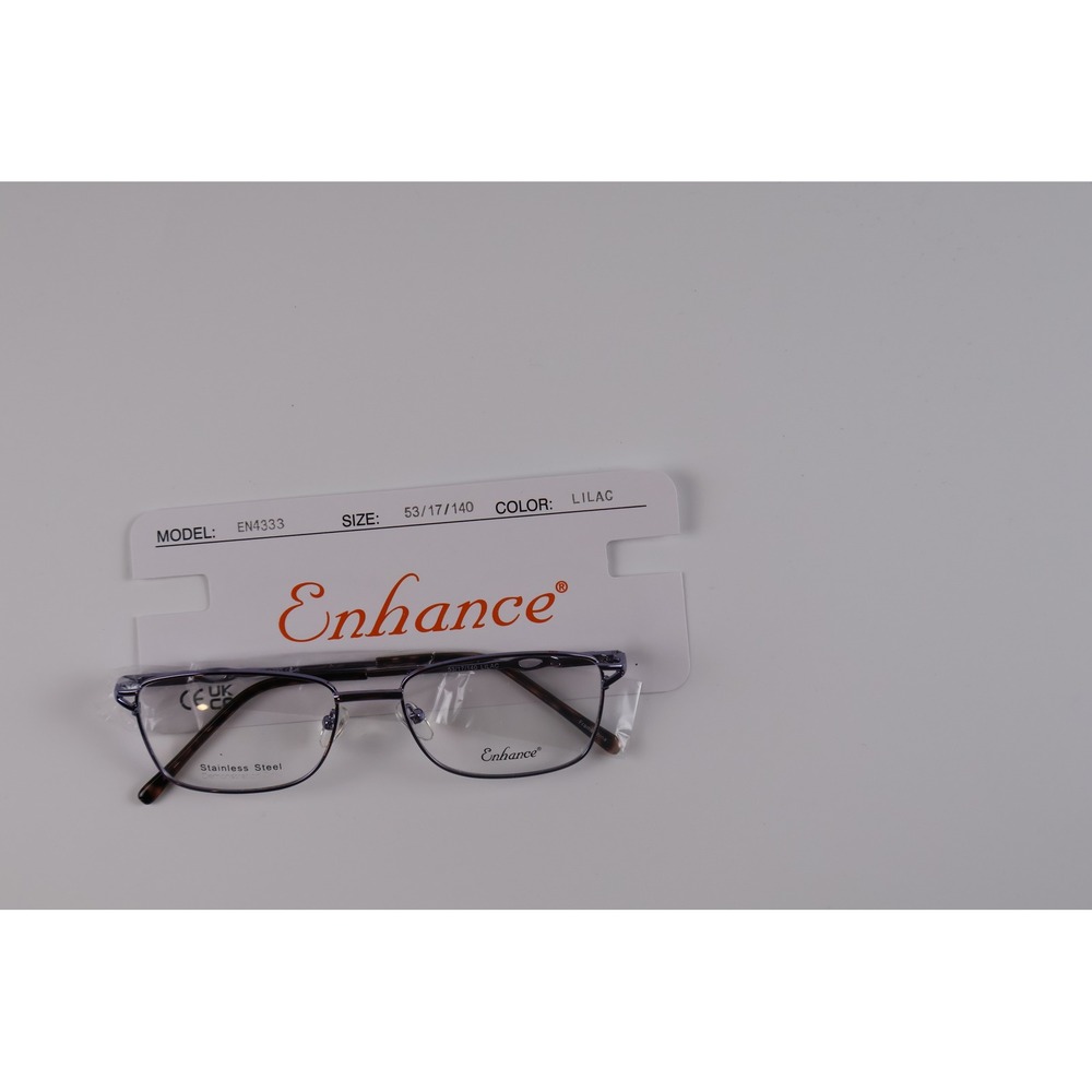 Enhance Womens Eyeglasses EN4333 Lilac Rectangular 53-17-140 Stainless Steel NWT